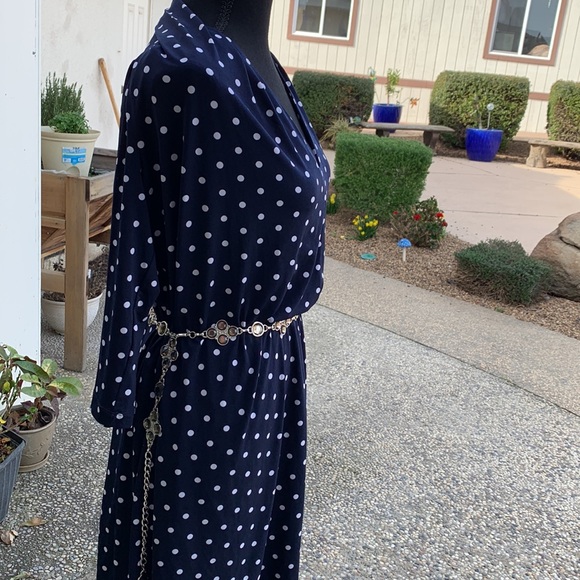 Boston Pepper Dresses with matching belt Size XS Navy with white polka dots. - Picture 4 of 7